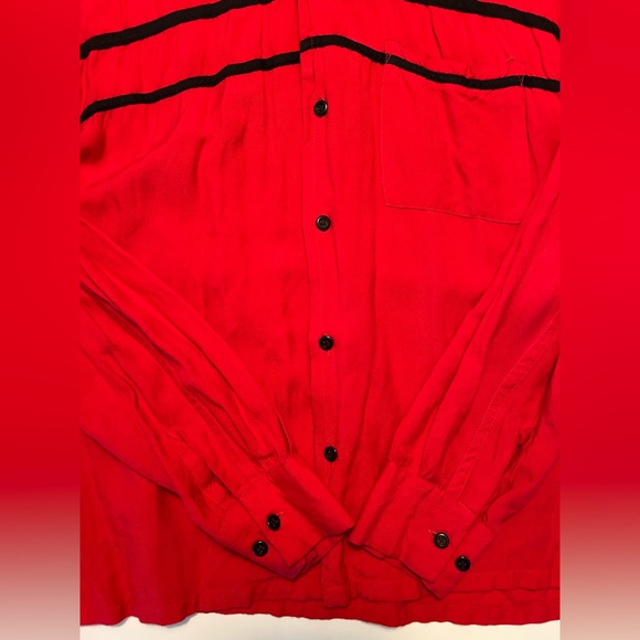 RARE Vintage Gabardine Trash & Vaudeville Red Black Men's Shirt Punk Rockabilly - Picture 2 of 14